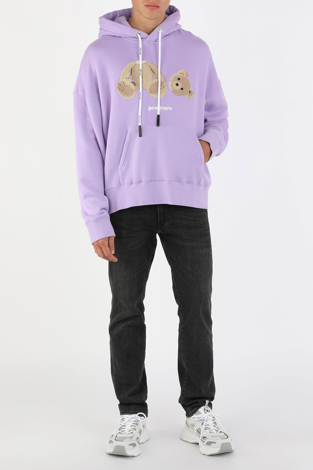 Bear Print Sweatshirt in Purple PALM ANGELS